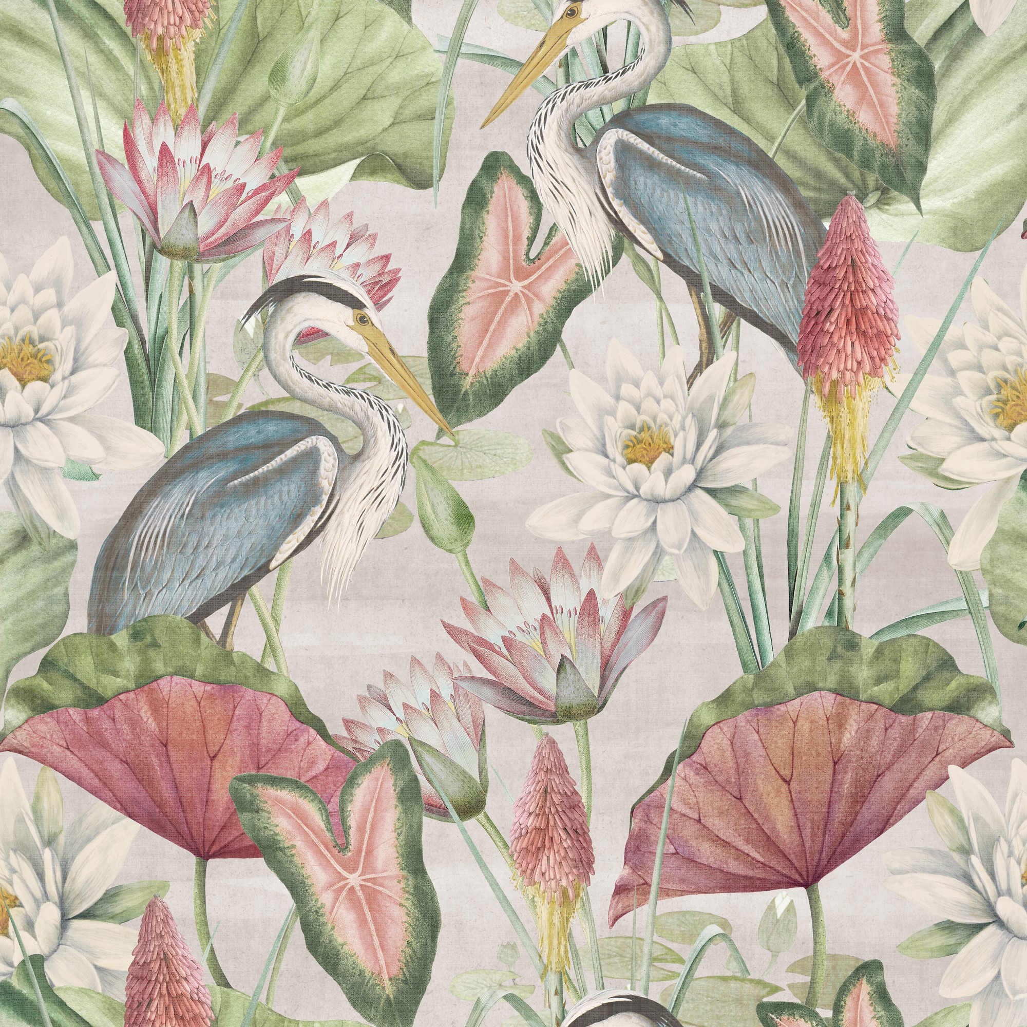 Waterlily Lake Wallpaper 100046eh By Esselle Home In Linen Multi